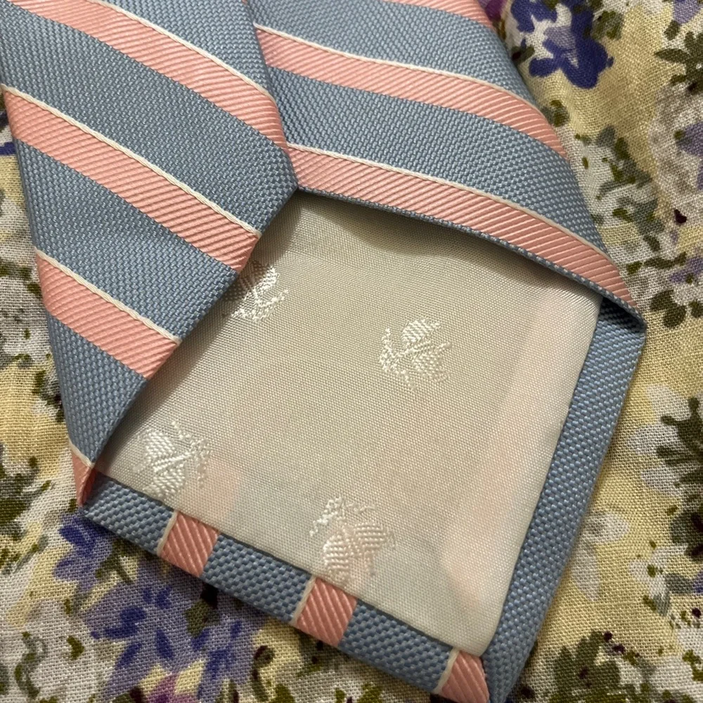 BROOKS BROTHERS Pink & Blue Striped Silk Wear To Work Classic Tie